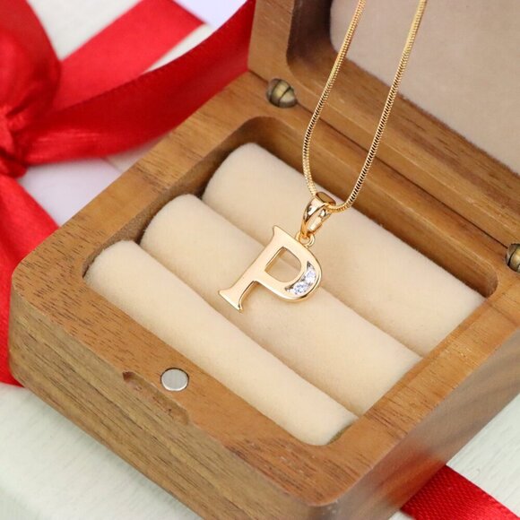 "Rose Gold Letter P Pendant with Crystals – 18K Gold Plated Charm, XPPT1365 - Picture 5 of 13